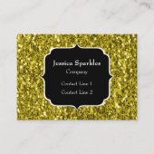 濃い金ゴールド黄フェイクグリッタースパークルスモノグラム 名刺 (正面)