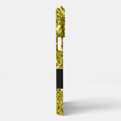 濃い金ゴールド黄フェイクグリッタースパークルスモノグラム iPhoneケース (右側面)