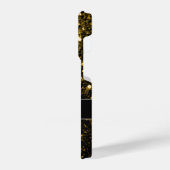 濃い金ゴールド黄フェイクグリッタースパークルスモノグラム iPhoneケース (左側面)