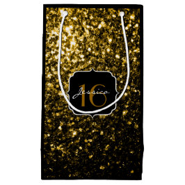 濃い金ゴールド黄フェイク色グリッタースパークルズスウィート16 スモールペーパーバッグ