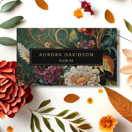 濃い開花水色グリーンアイボリーフローラ 名刺