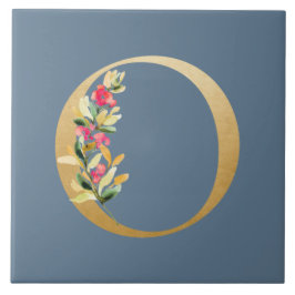 濃い雨背景の金色フェイクのOフローラ タイル