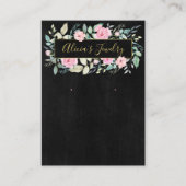 濃い青々とした花のネックレス&イヤリングディスプレイ 名刺 (正面)