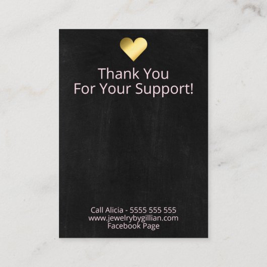 濃い青々とした花のネックレス&イヤリングディスプレイ 名刺 (裏面)