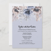 濃い青いピンクのウッドランド・アネモネの花 招待状 (正面)