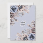 濃い青いピンクのウッドランド・アネモネの花 招待状 (裏面)