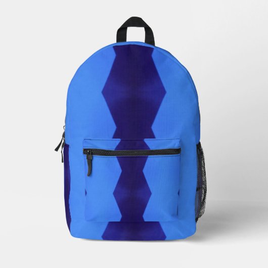濃い青い線と赤い青い線のパターン プリントバックパック (正面)