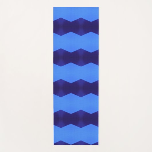 濃い青い線と赤い青い線のパターン ヨガマット (正面)