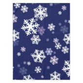 濃い青い背景に青と白の雪の結晶 テーブルクロス (正面)