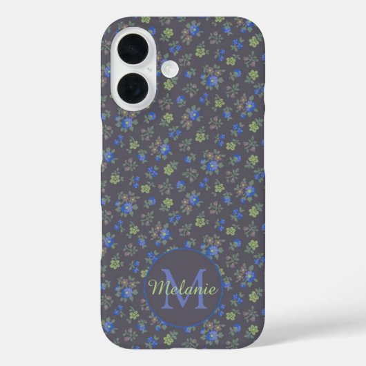 濃い青かわいらしの花パーソナライズされた柄 Case-Mate iPhoneケース (裏面)