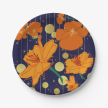 濃い青とオレンジ色の花