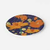 濃い青とオレンジ色の花 ペーパープレート (アングル)