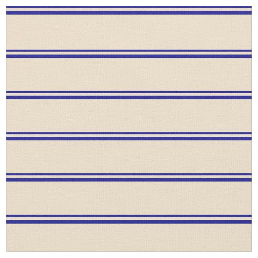 濃い青とタンの線の付いたパターン ファブリック (クローズアップ)