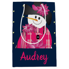 濃い青とピンク ミディアムペーパーバッグ