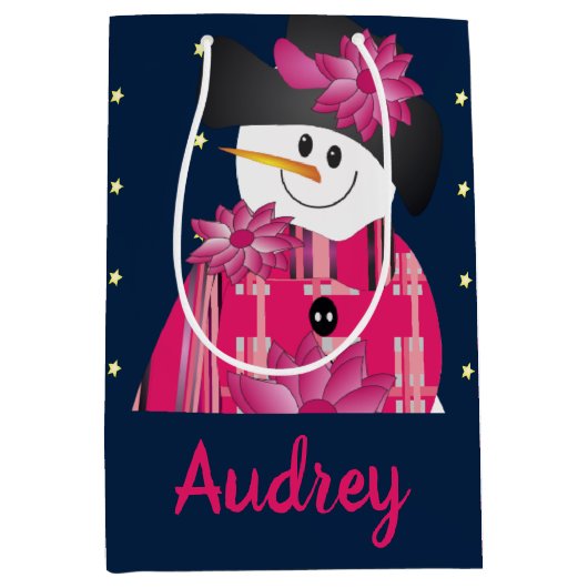 濃い青とピンク ミディアムペーパーバッグ (正面)