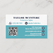 濃い青と淡い青のプロフェッショナルアイコンQRコード 名刺 (正面)