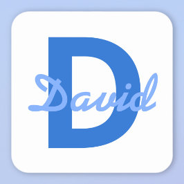 濃い青と淡い青の白の編集可能な名前モノグラム スクエアシール