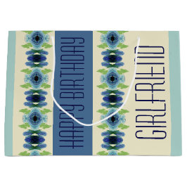 濃い青と淡い青パターン（の模様が）ある ラージペーパーバッグ