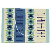 濃い青と淡い青パターン（の模様が）ある ラージペーパーバッグ (裏面)