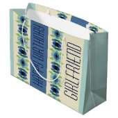 濃い青と淡い青パターン（の模様が）ある ラージペーパーバッグ (裏面アングル)