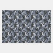 濃い青と灰色のクリスマスツリー ラッピングペーパーシート (正面3)