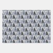 濃い青と灰色のクリスマスツリー ラッピングペーパーシート (正面2)