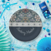 濃い青と灰色 ペーパープレート (パーティー)