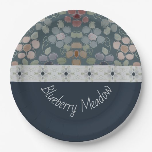 濃い青と灰色 ペーパープレート (正面)