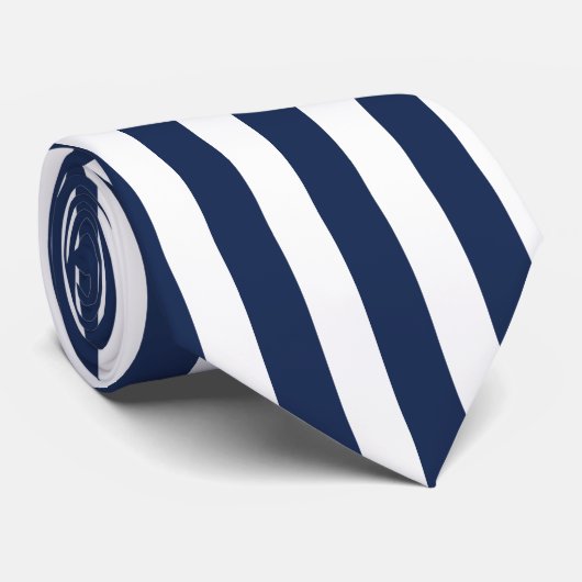 濃い青と白のカスタム縦のタイストライプのプ ネクタイ (ロール)