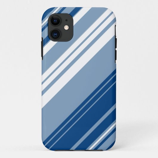 濃い青と白のストライプパターン Case-Mate iPhoneケース (裏面)