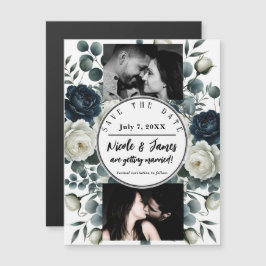 濃い青と白のフローラモダン緑の日救付付