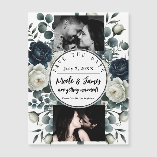 濃い青と白のフローラモダン緑の日救付付 (正面)