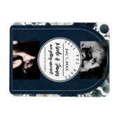 濃い青と白のフローラモダン緑の日救付付 マグネット (横)