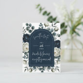 濃い青と白のフローラモダン緑の日救付付 案内ポストカード (スタンド正面)