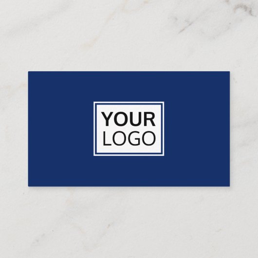 濃い青と白のプロフェッショナルカスタムロゴ 名刺 (裏面)
