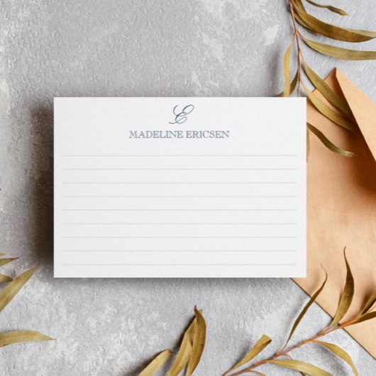 濃い青と白のモノグラムが並ぶ ノートカード