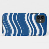 濃い青と白の波状のストライプパターン Case-Mate iPhoneケース (裏面(横))