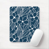 濃い青と白の熱帯の花 マウスパッド (マウス)