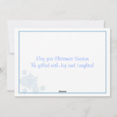 濃い青と白の雪片フォトホリデーカード シーズンカード (裏面)