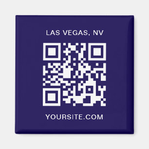 濃い青と白のQRコーモダンドプロモーション マグネット