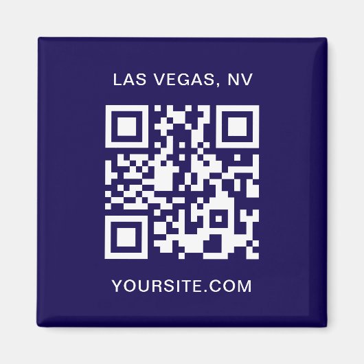 濃い青と白のQRコーモダンドプロモーション マグネット (正面)