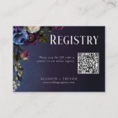 濃い青と紫の花のムーディーな結婚前お披露目会 エンクロージャーカード (正面)