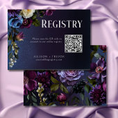 濃い青と紫の花のムーディーな結婚前お披露目会 エンクロージャーカード