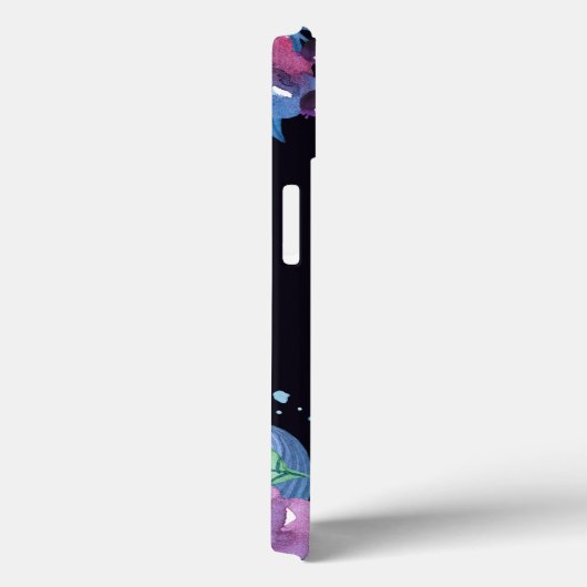 濃い青と紫の青の花のモノグラム Case-Mate iPhoneケース (裏面 / 右)