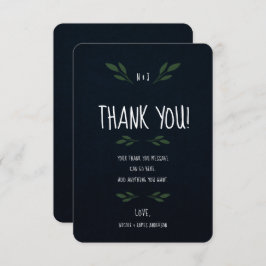 濃い青と緑の葉のグリーン リストラック お礼 招待状