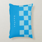 濃い青と薄い青の四角いブロックのパターン アクセントクッション (正面(垂直))