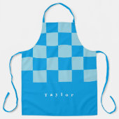 濃い青と薄い青の四角いブロックのパターン エプロン (正面)