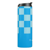 濃い青と薄い青の四角いブロックのパターン タンブラー (回転左)