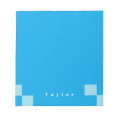 濃い青と薄い青の四角いブロックのパターン ノートパッド (正面)