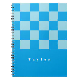 濃い青と薄い青の四角いブロックのパターン ノートブック